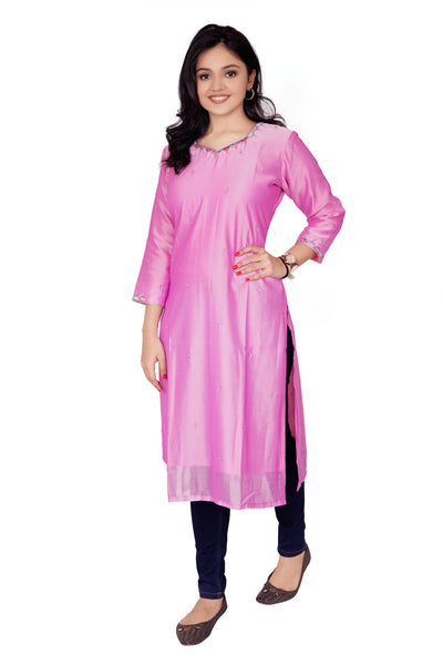 Pink Hand Embroidered Lined Top