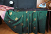 Elegant Bottle Green Silk Saree with Golden Motifs